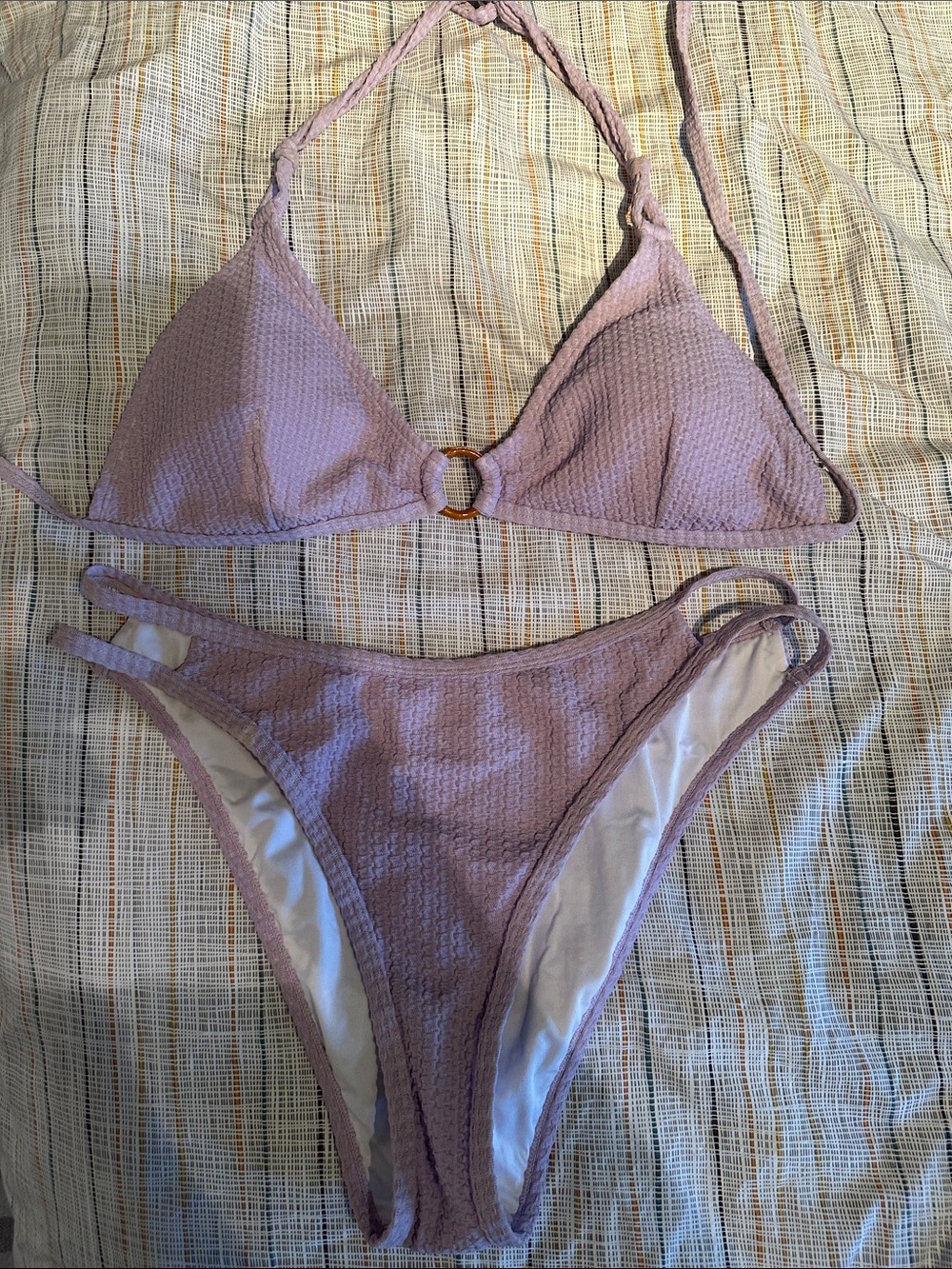 Lavender Textured Triangle Bikini Set – Women Intimates & Swimwear